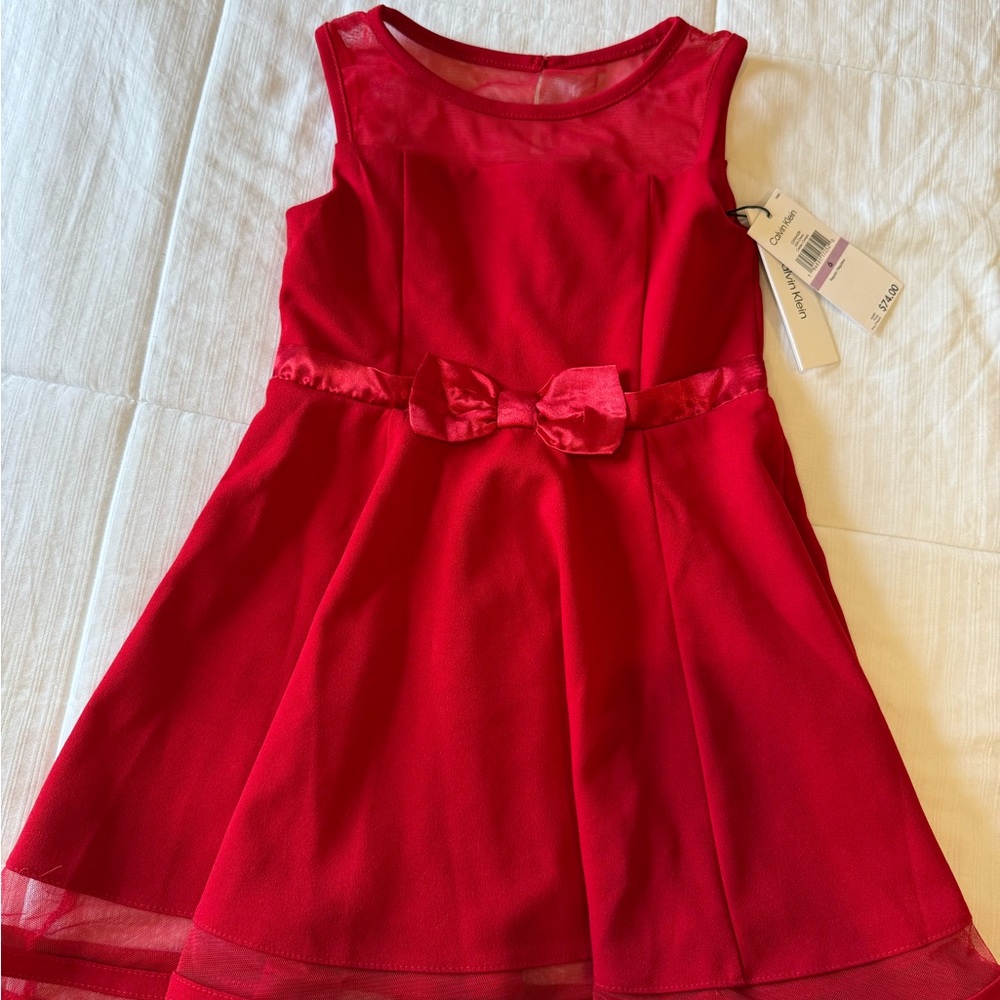 Calvin Klein Red Kids Formal Dress with Bow